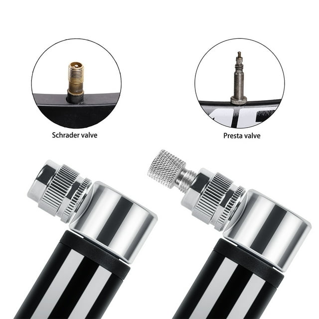 Bicycle Mini Air Pump 120PSI Hand Basketball Tire Bicycle Compressor Inflator Aluminum Alloy Cycling Valve Manual Inflatable Ball Compressor Silver