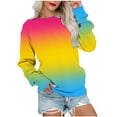 thumbnail image 1 of HKEJIAOI Sweat-shirts pour Women Col Rond Dégradé Mi-Lourd Long Sleeve Shirt, 1 of 5