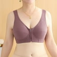 thumbnail image 4 of Plus Size Sports Bras for Women Adjustable Strap Full Coverage Bra Zip Front Lift Padded Basic Brassiere Underwear (3XL, Purple), 4 of 4