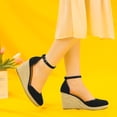 thumbnail image 2 of BLISSFUL STEP Sandales Compensées à Plateforme en Espadrille à Lacets pour Femmes Noires (Taille 7), 2 of 5