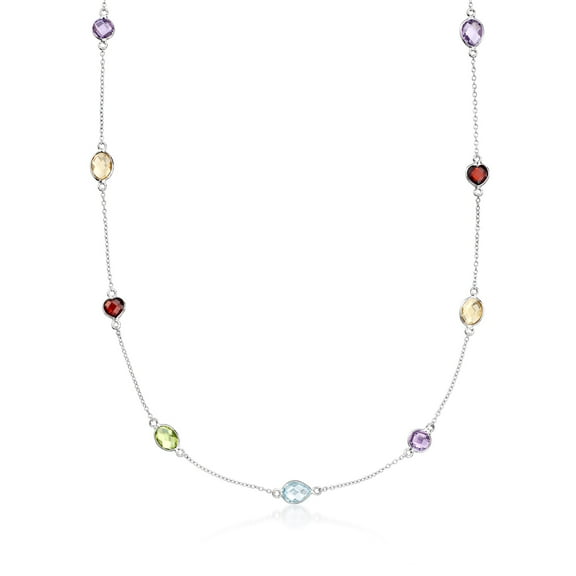Ross-Simons 8.40 ct. t.w. Multi-Gem Station Necklace in Sterling Silver, Women's, Adult