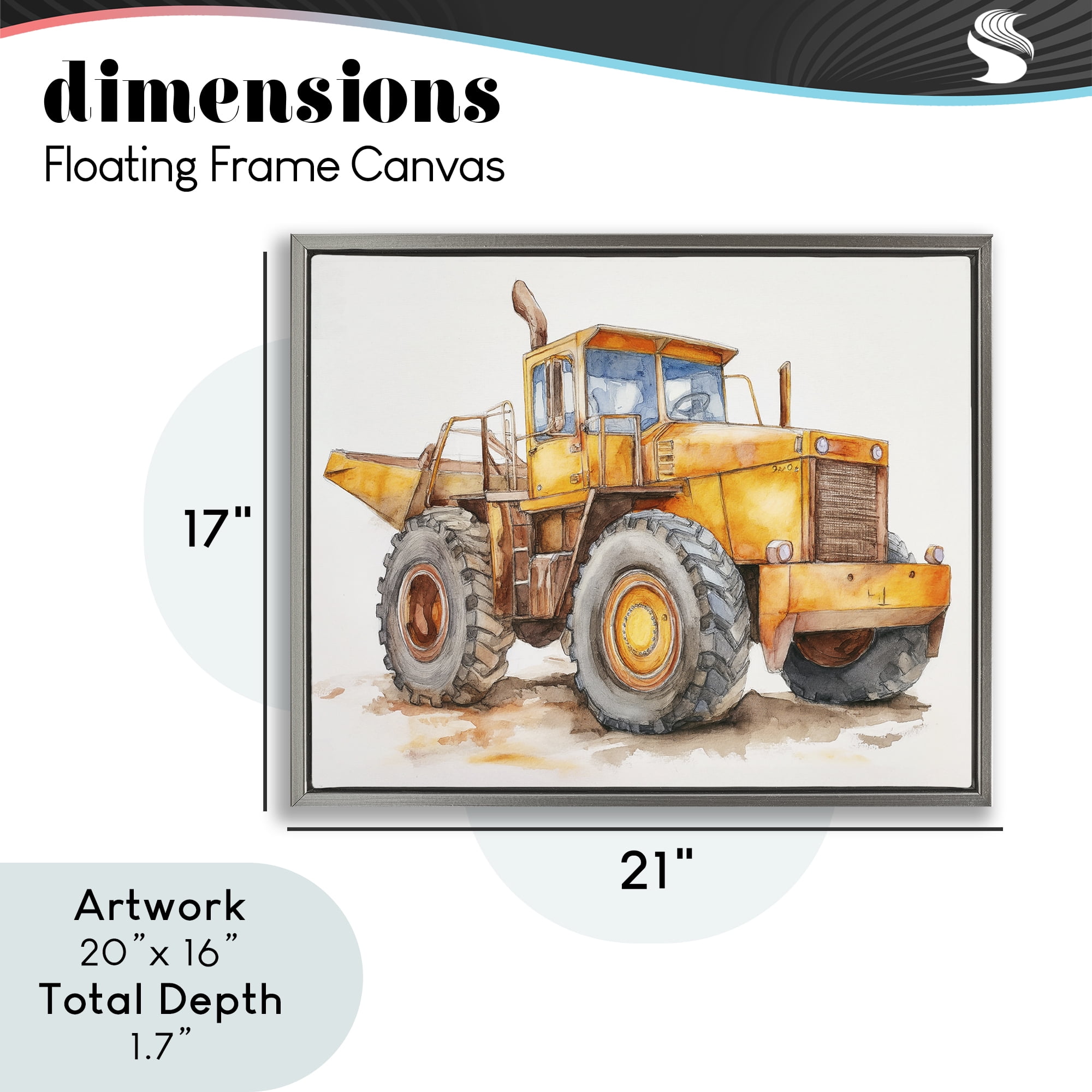 Stupell Industries Construction Truck Whimsicality Gray Framed Floater Canvas Wall Art, design by Steve Hunziker
