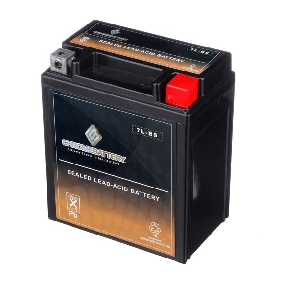 Chrome Battery YTX7L-BS (7L-BS 12 Volt,6 Ah, 75 CCA) High Performance - Maintenance Free - Sealed AGM Motorcycle Battery