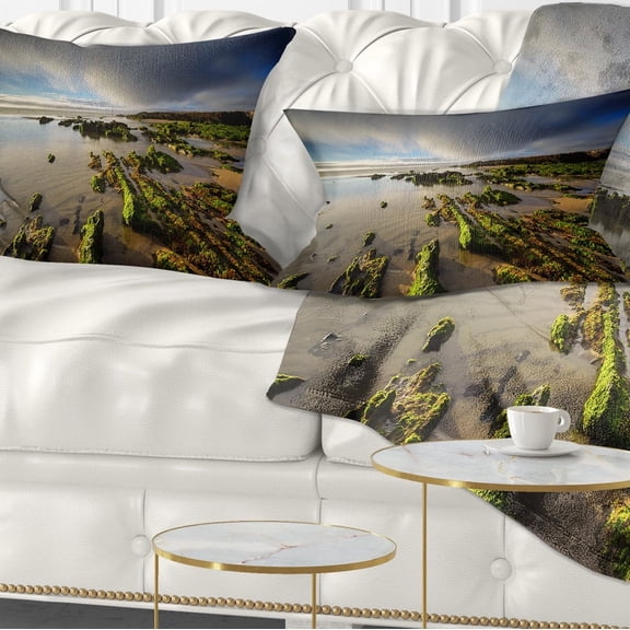 Designart Furnas Virgin Beach Galicia Spain - Seashore Throw Pillow - 12x20