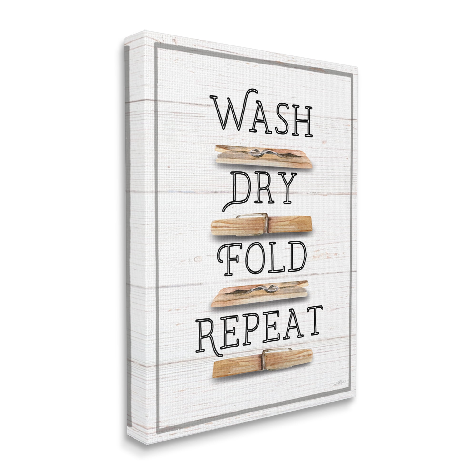 Stupell Industries Rustic Laundry Phrases Typography Painting Gallery Wrapped Canvas Art Print Wall Art, 36 x 48