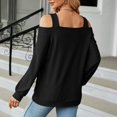 thumbnail image 1 of Camisa Con Hombros Descubiertos, Top De Manga Larga Para Mujer, Moda Holgada, 1 of 5