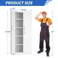 thumbnail image 3 of Dolonm Garage Storage Cabinet, 71"H Tall Cabinets Metal Tool with Doors and 4 Adjustable Shelves, Locking Cabinet for Garage Storage Systems, Home Office, Classroom, Pantry, White, 3 of 14