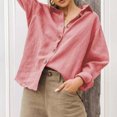 thumbnail image 2 of AherBiu Long Sleeve Shirts for Women Cotton Linen Tops Lightweight Button down Lapel V Neck Blouse, 2 of 5