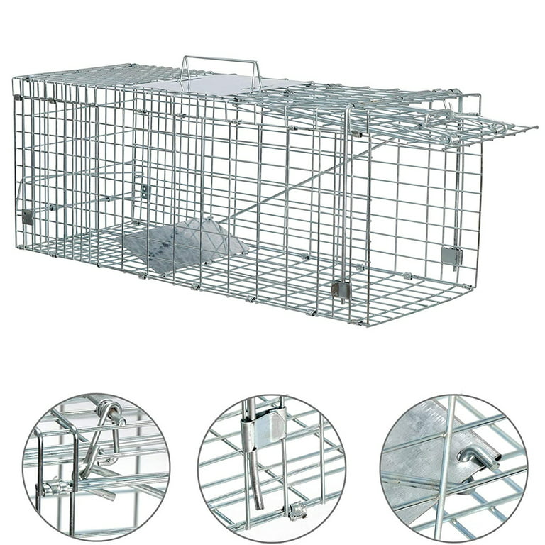 Cat Trap for Stray Cats 24x8x7 Animal Trap Live Traps for Cats Squirrel  Groundhog Opossum Rabbit Skunk Chicken and Small Animal, Pedal Triggered  Trap, Waterproof Stainless Steel & Foldable 