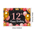 thumbnail image 3 of Sparkly 12th Birthday Backdrop Banner with Crown Balloons and Stars Party Supplies Photography Props Birthday Decoration Happy Birthday Decor Background for Photo Booth Party Decorations, 3 of 7