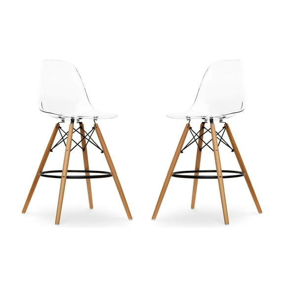 Modholic Eiffel Counter Stool, Clear (Set Of 2)