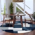 thumbnail image 4 of 7ft Round Rug, Navy Blue White Non-Skid Rubber Backing Large Area Rugs - Living Room Bedroom Home Office, Modern Abstract Art Oil Painting Geometric Indoor Floor Mat Carpets Washable Rug, 4 of 9