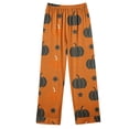 thumbnail image 6 of Feancey Women's Halloween Pumpkin Pajama Set Fall Long Sleeve Button Down Sleepwear Wide Leg Pants Matching Lounge Sets Cozy Soft Pjs Two Piece Orange L, 6 of 6