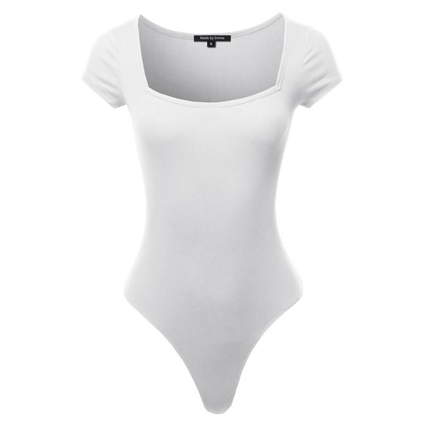 FashionOutfit FashionOutfit Women's Solid Square Neckline Bodysuit