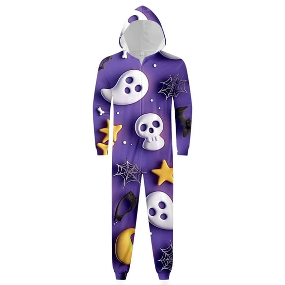 oqasdz Halloween Family Matching Outfits for Dad Hooded Cozy Home Loungewear Comfortable Sleepwear Casual Daily Party Comfort