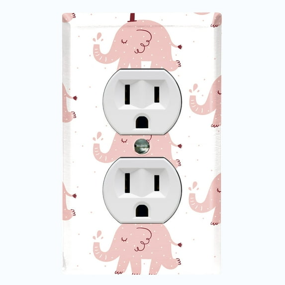 Metal Light Switch Plate Cover Cute Baby Elephant Pink ZOO006