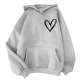 thumbnail image 2 of Dyfzdhu Oversized Hoodies for Women Casual Heart Print Long Sleeve Sweatshirt Autumn Pullover Hooded Workout Top, Gray XXL, 2 of 4