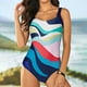 thumbnail image 1 of Traje de baño de una pieza con estampado de colores de verano para mujer, traje de baño conservador ajustado, 1 of 6