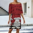 thumbnail image 2 of Kitchen Chef Red White Black Plaid Women's Off The Shoulder Ruffles Summer Wedding Guest Loose Casual Party Beach Dress, 2 of 9
