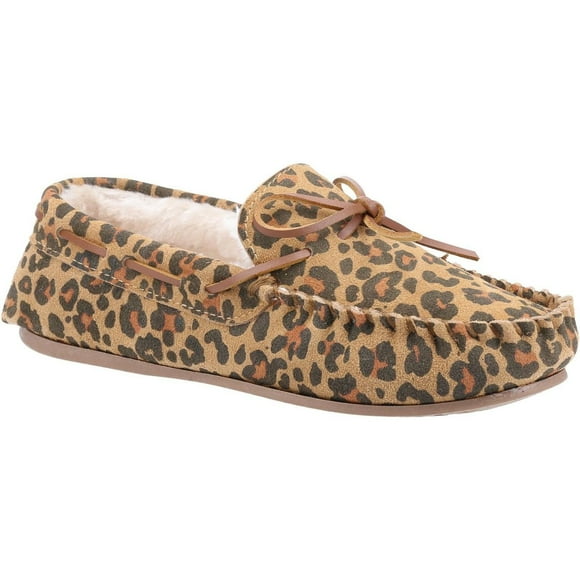Hush Puppies Womens Allie Leopard Print Suede Slippers