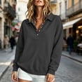 thumbnail image 4 of LWITHSZG Womens Collared Henley Sweatshirt Fleece Lined Long Sleeve Sweatshirts Fall Winter Going&nbsp;Out Casual Pullover Tops Size L, 4 of 7
