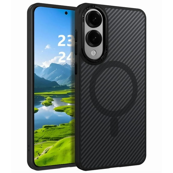 TELASO Carbon Fiber for Samsung Galaxy S25 Edge Case 2025 ,Compatible with MagSafe,Magnetic Slim Thin Shockproof Anti-Yellow Men Women Protective Cases Cover for Samsung Galaxy S25 Edge 6.7", Black