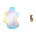 thumbnail image 1 of Estatua De Gato Con Espejo Acrílico Ondulado, Figura Decorativa De Resina Coleccionable, Espejo De Maquillaje Moderno, Escultura Animal Para Decoración De Pared De Baño, Entrada,, 1 of 8