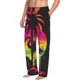 thumbnail image 6 of Sigee Flamingo And Palm Trees At Sunset print Men's Pajama Pants Lounge Sleep Bottoms with Elastic Waistband and Pockets-Large, 6 of 6