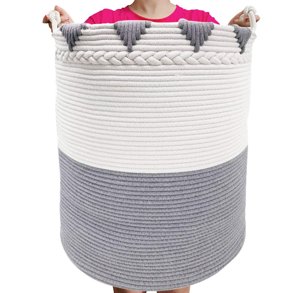 XXL Cotton Rope Toy Storage Basket Hamper Blanket Laundry Blankets Toys Clothes 