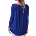 thumbnail image 4 of Camisa de mujer Botón plisado Blusa suelta Camiseta de manga larga Top, Azul, XXL Scienceny AP000668-06, 4 of 7
