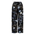 thumbnail image 4 of WTOBBY Women's Casual Wide Leg Pants with Stretch Belt Floral Print Pockets and Adjustable Tie Design for a Comfortable Lightweight Summer Outfit ,Black L, 4 of 7