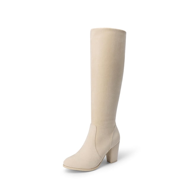 Botas Altas de Tacón Grueso para Mujer DREAM PAIRS Beige Talla 11