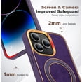 thumbnail image 6 of for iPhone 14 Pro Max Case with Magnetic Invisible Ring Stand Compatible with Mag-Safe Leather Business Shockproof Military Drop Protection Classic Luxury Phone Cases for Women Men,Purple, 6 of 14