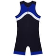 thumbnail image 5 of YONGHS Mens One Piece Swimsuit Zipper Bodysuit Rash Guard Surfing Suit Swimwear Shorty Wetsuit Blue XXL, 5 of 7