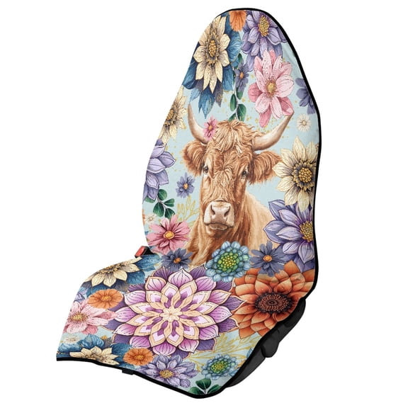 XYZCANDO Highland Cow Terry Cloth Car Seat Covers Breathable Car Seat Towel Cover, Eco-Friendly, Suitable for Truck Seat Van, Fit for Cars Trucks Sedan