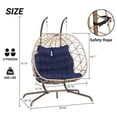 thumbnail image 3 of Double Egg Chair with Stand, Indoor Outdoor Hanging Wicker Rattan Patio Basket Swing Chair, Handwoven UV & Rust Resistant Iron Frame with Water Resistant Cushion,600 lbs Capacity, 3 of 4