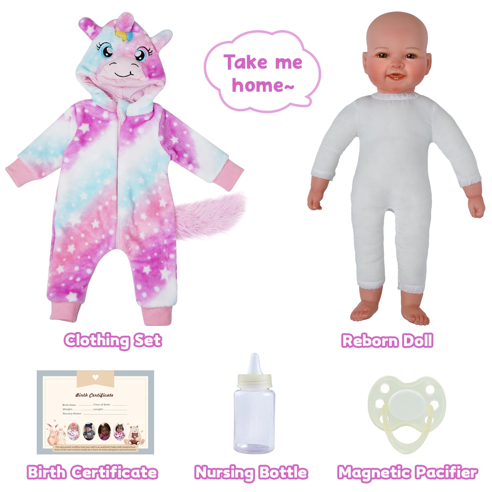 RSG  17-Inch Soft Cloth Body Realistic Baby Doll Newborn baby Girk with Accessories Gift Box for Kids 3+