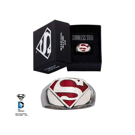 Chocolate Stainless Steel Ring - DC Comics Superman Logo Stainless Steel Ring Size 9