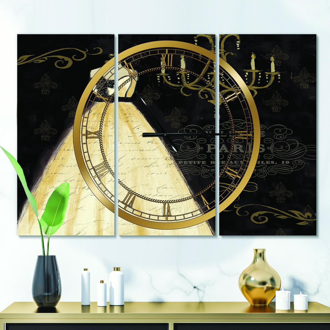 Designart 'French chandeliers Couture III' Traditional Wall Clock