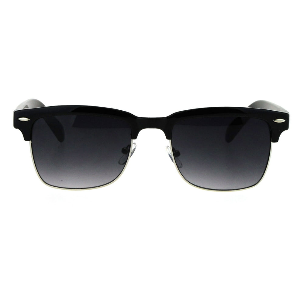 SA106 - Mens Half Rim Rectangular Luxury Hipster Shade Sunglasses Black Smoke - Walmart.com 