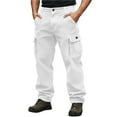 thumbnail image 2 of CQONEPT Mens Cargo Pants Corduroy Workouts Lounge Tactical Pants Athletic Running Trousers with Multi Pockets White S, 2 of 7