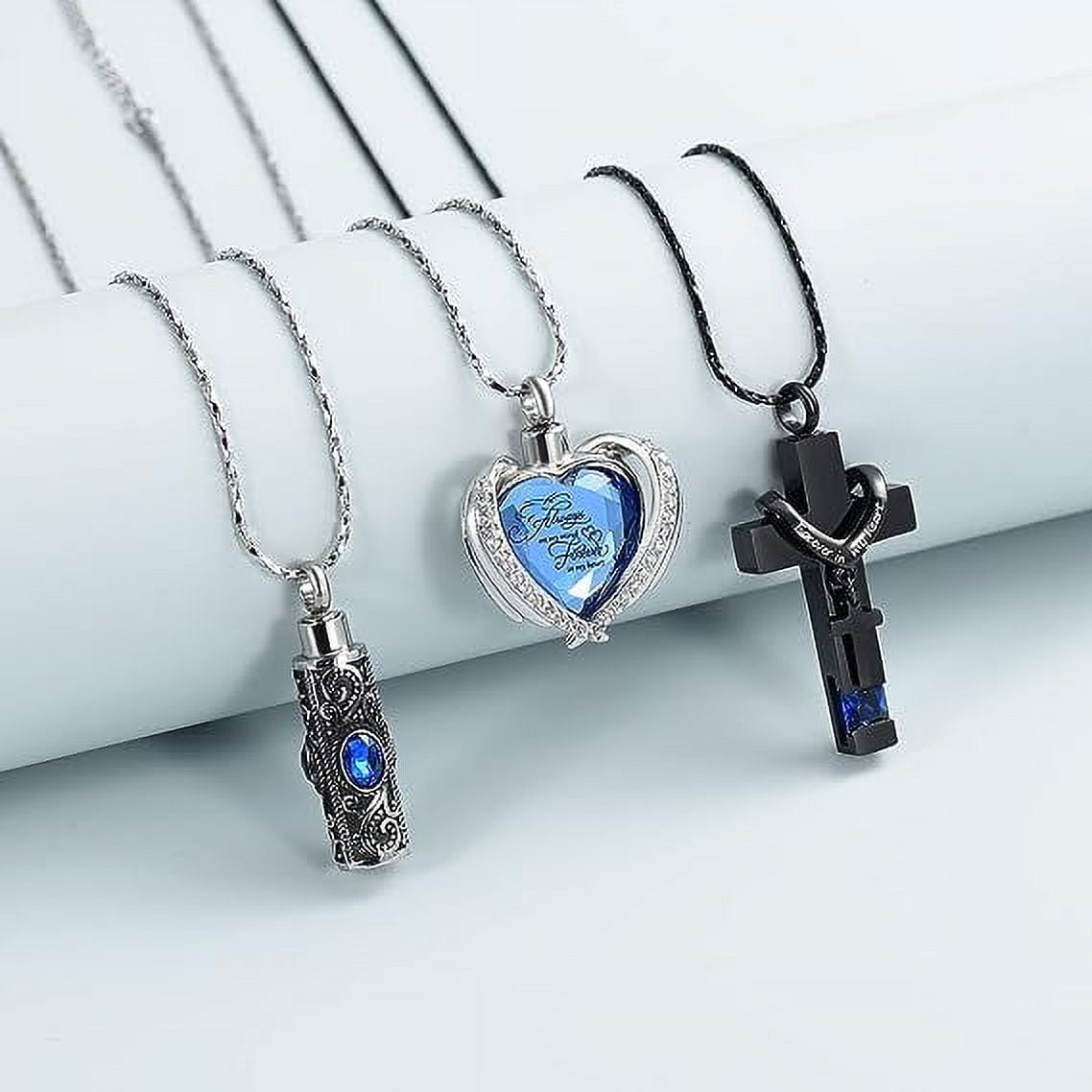 PCS Crystal Heart Cremation Urn Necklace for Ashes Keepsake