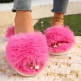 thumbnail image 2 of Fnooota Womens Slide Slippers, Non Slip Comfort Indoor Open Toe Fuzzy Slippers Bedroom Shoes Hot Pink Size 6.5-7, 2 of 7