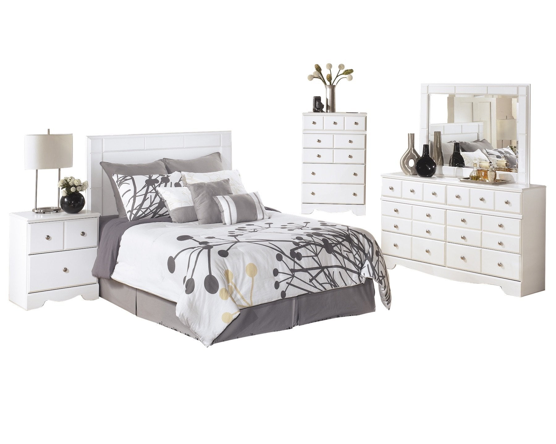Ashley Furniture Weeki 5 Pc Queen Full Panel Headboard Bedroom Set W Chest White