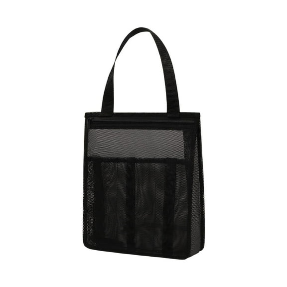 Topukaiba Hollow Mesh Beach Bag Shoulder Portable Travel Washing Bag Fitness Swimming Storage Bag Pockets Beach Bag Mesh Double Layer Storage Bag Black Free Size
