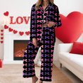 thumbnail image 2 of vigerkar Womens Satin Silky Pajama Set Long Sleeve Button Down Shirt with Long Pajama Pant Set Soft PJ Loungewear (Black, L), 2 of 6