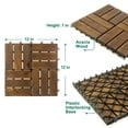 thumbnail image 3 of 10 Pack Acacia Wood Assembled Flooring 12x12 Inch Interlocking Patio Deck Tiles with Grass Accents, 3 of 5