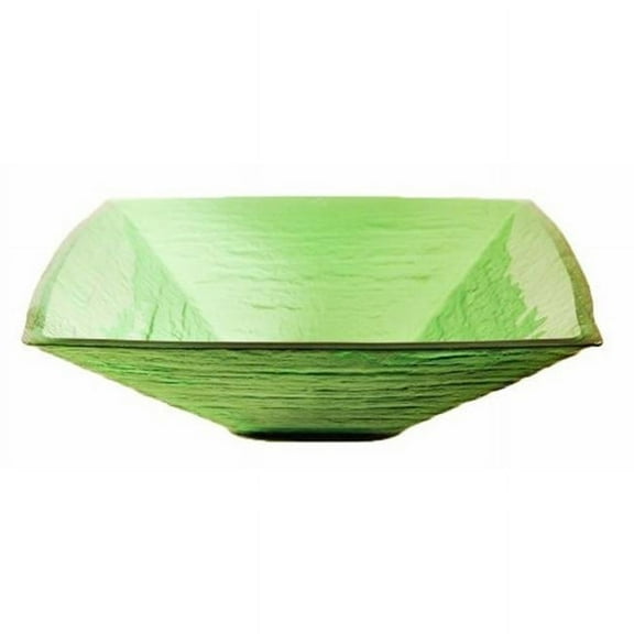 SAUNA Green Square Frosted Glass Vessel Sink 18.25 Inches Wide Green