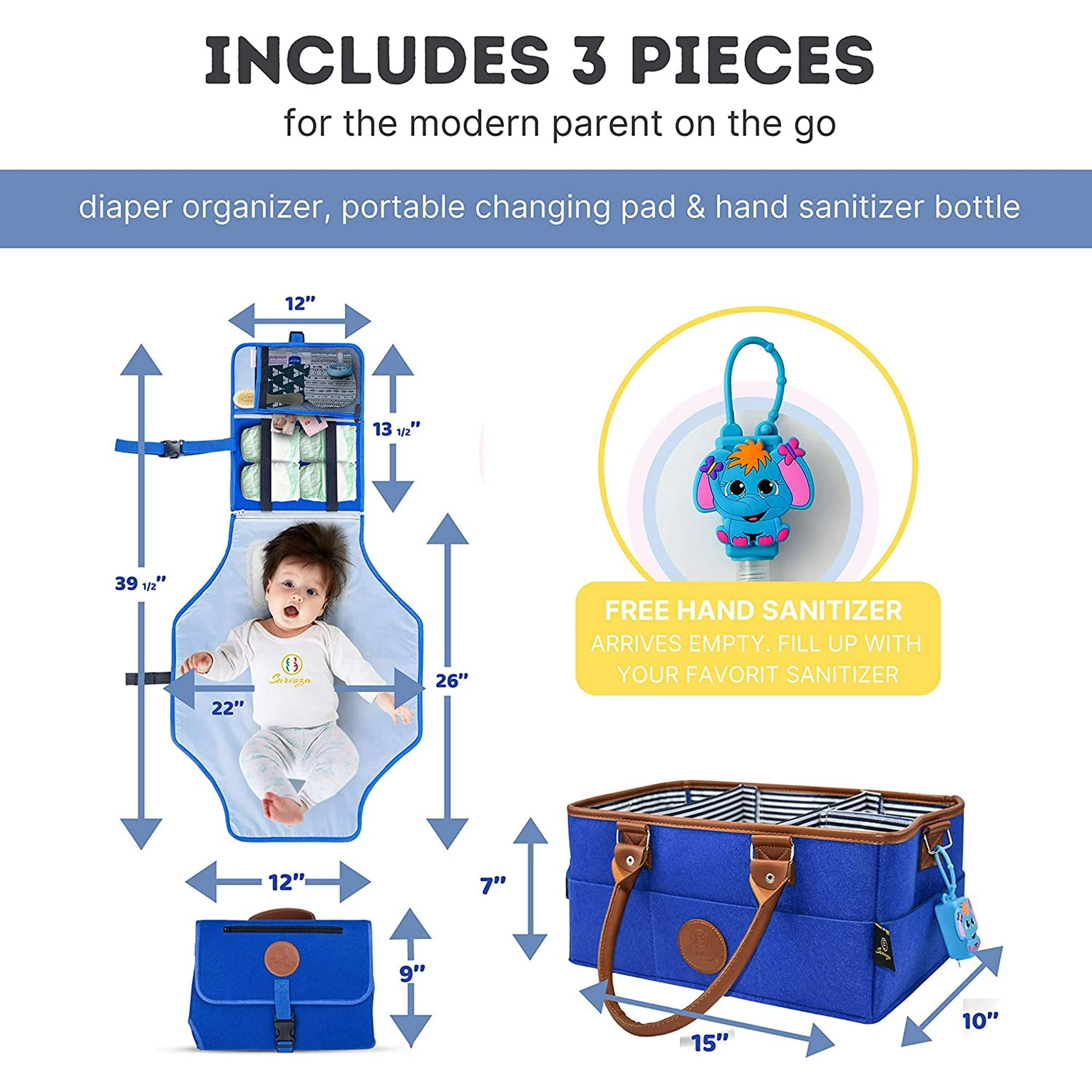 Diaper caddy with changing pad hot sale