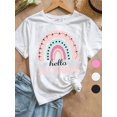 thumbnail image 1 of Girls' Cotton Crew Neck T-Shirt - Hello 1st Grade Rainbow Graphic, Loose Fit Breathable Soft Comfortable, White Black Options, Cute Back to School & Mother's Gift, Tshirts for Girls, 1 of 7